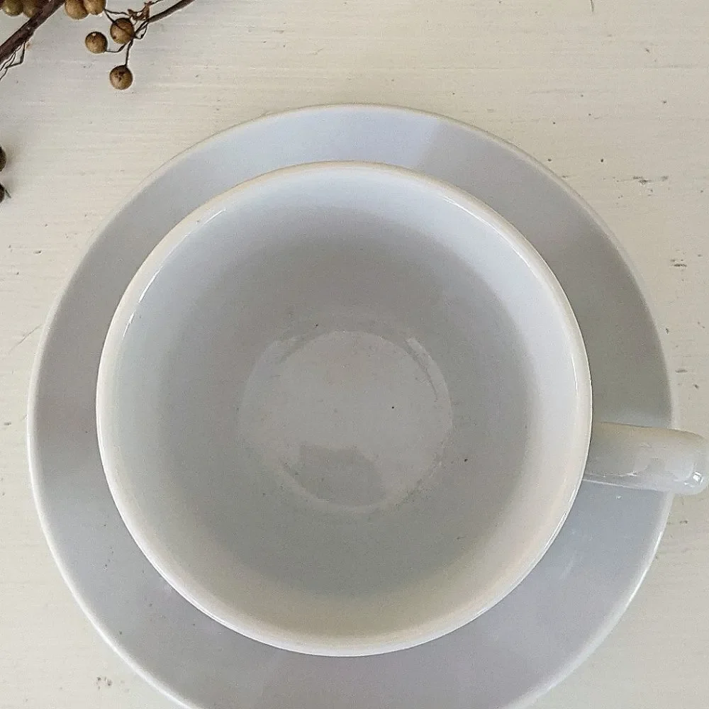 Crate&Barrel Set of 2 Coffee Or Hot Cocoa Cups & Matching Saucers